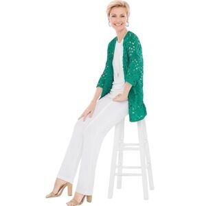 Travelers Collection by Chico’s Cabana Green Wrinkle-Free Soutache Jacket Size 8